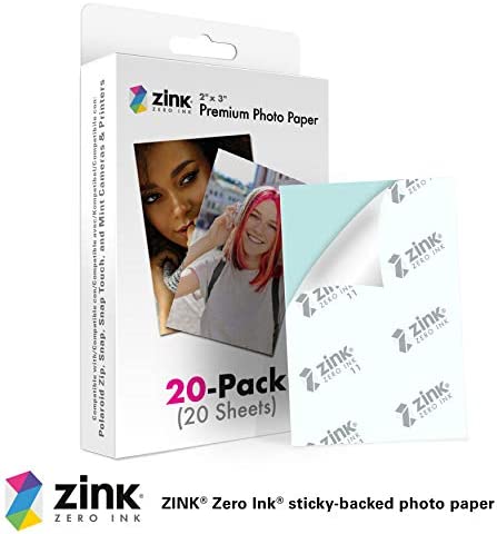 Zink 2"x3" Premium Instant Photo Paper (20 Pack) Compatible with Polaroid Snap, Snap Touch, Zip and Mint Cameras and Printers